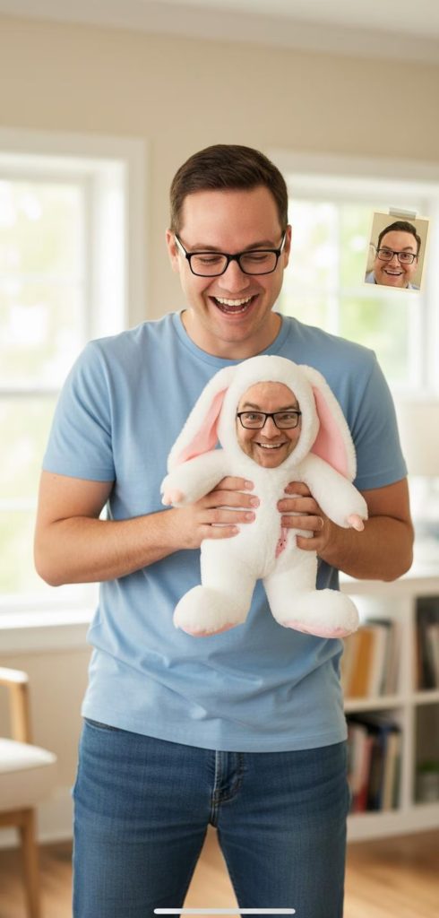 Customized Rabbit Plushies with Human-Like Photos Customized Rabbit Plushies with Human-Like Photos